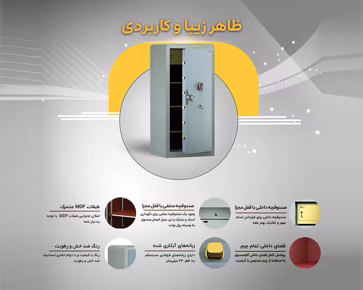 1500pro-ziba گاوصندوق سنگین ضدسرقت و نسوز (گاوصندوق بانکی) <span>مدل 2000PRO</span> - Image 9